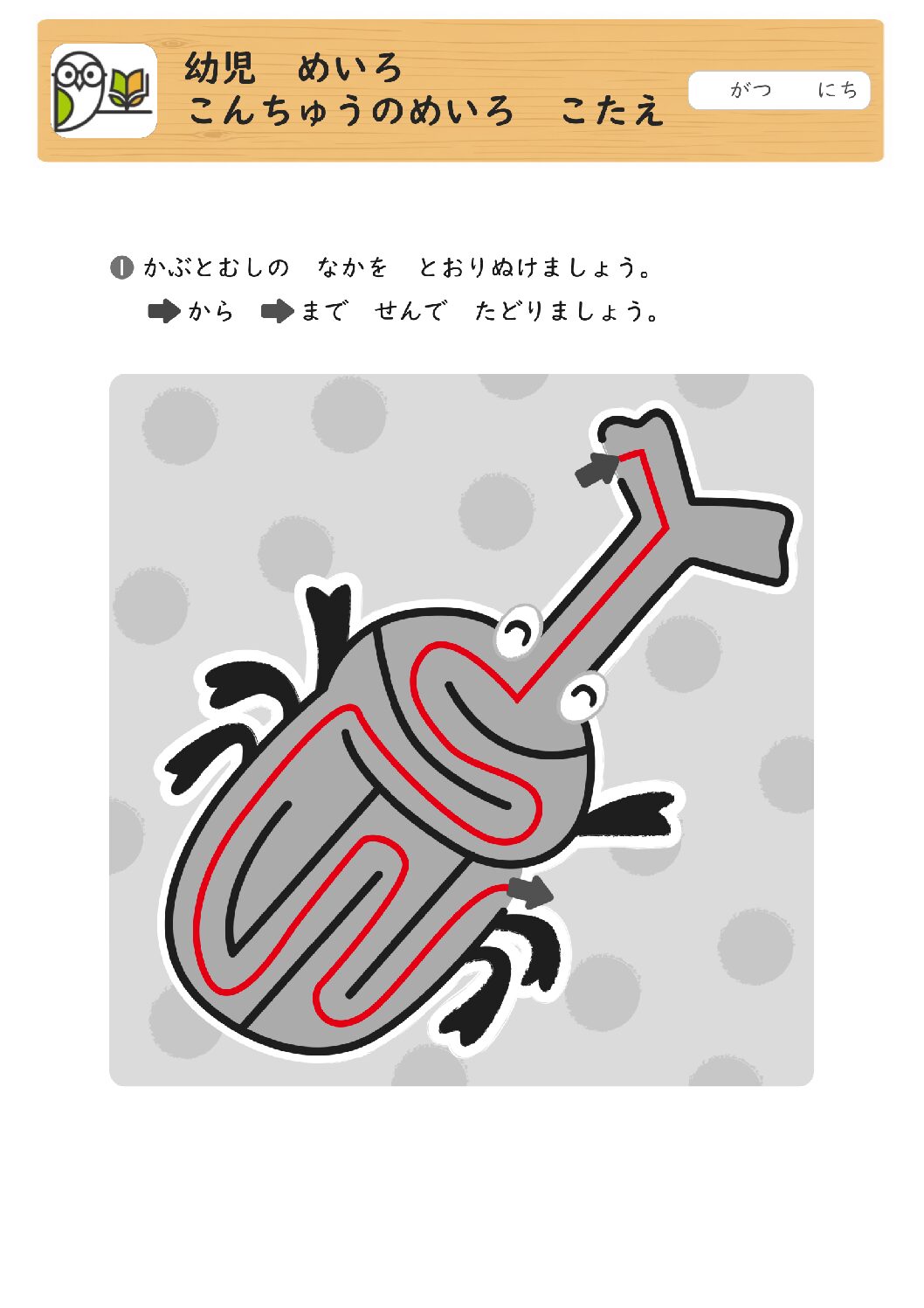 幼児 めいろ 
こんちゅうのめいろ こたえ