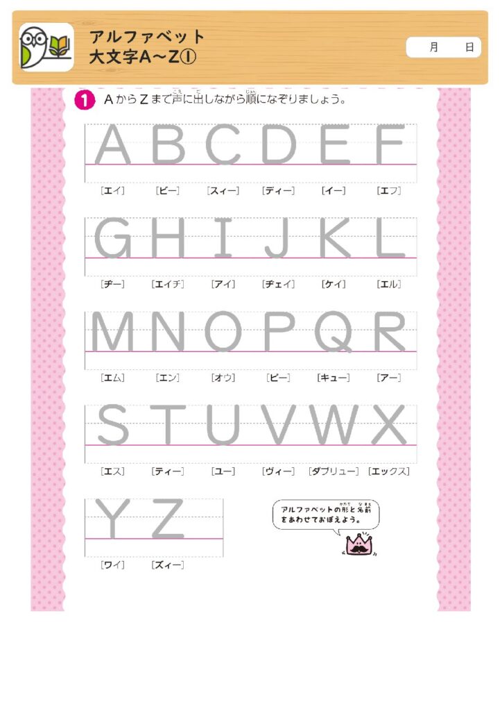 アルファベット
大文字A～Z①