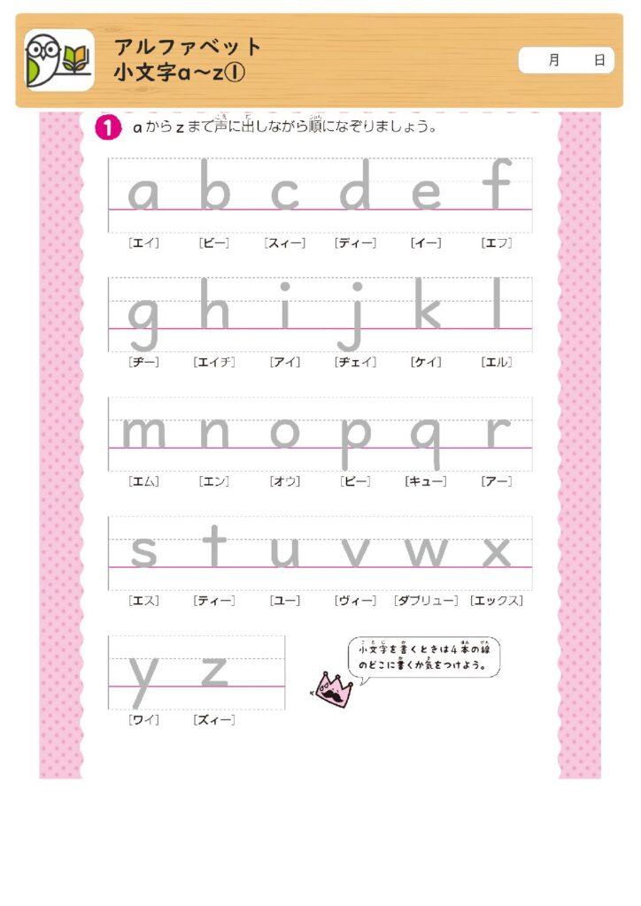 アルファベット
小文字a～z①