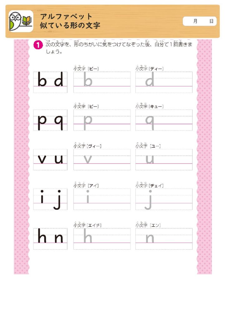 アルファベット
似ている形の文字