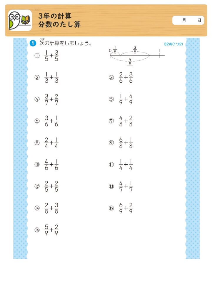3年の計算
分数のたし算