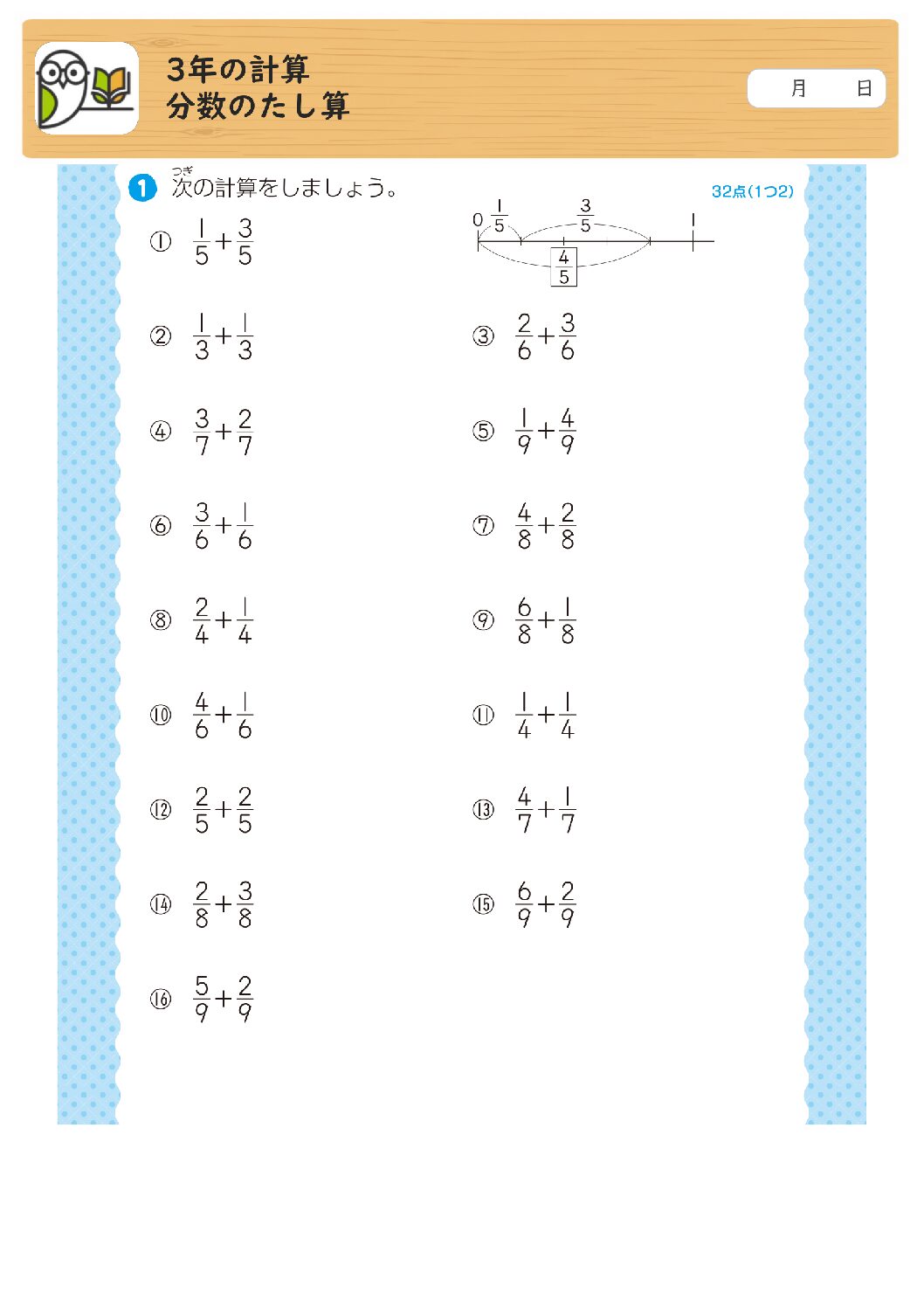 3年の計算
分数のたし算