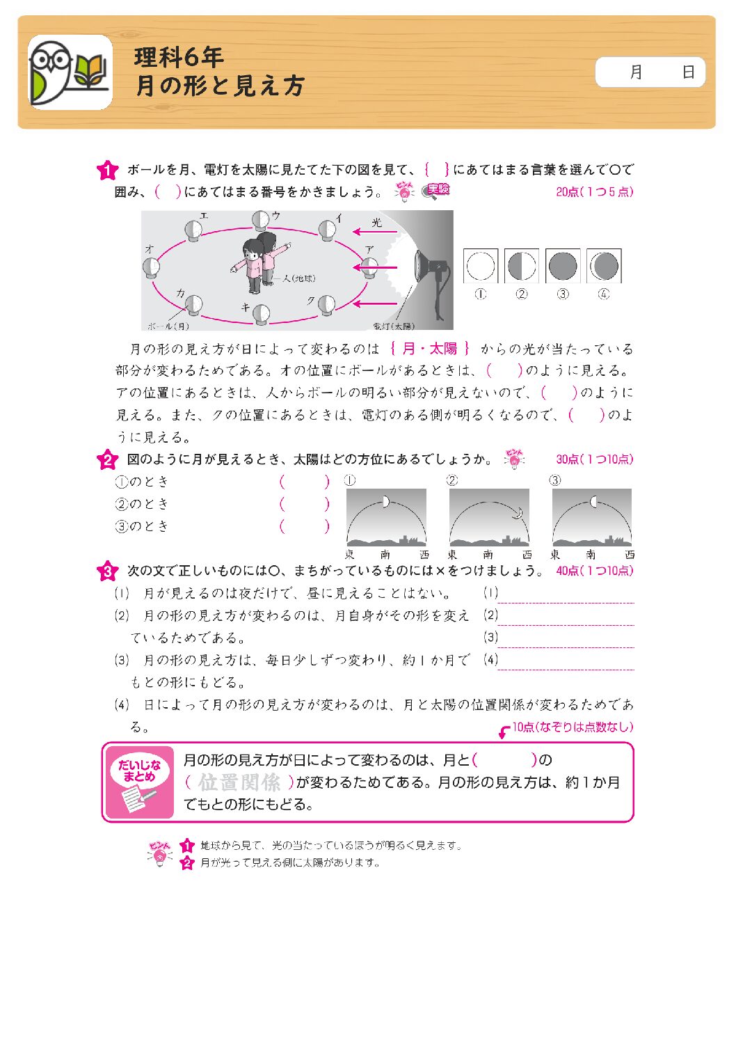 理科6年
月の形と見え方