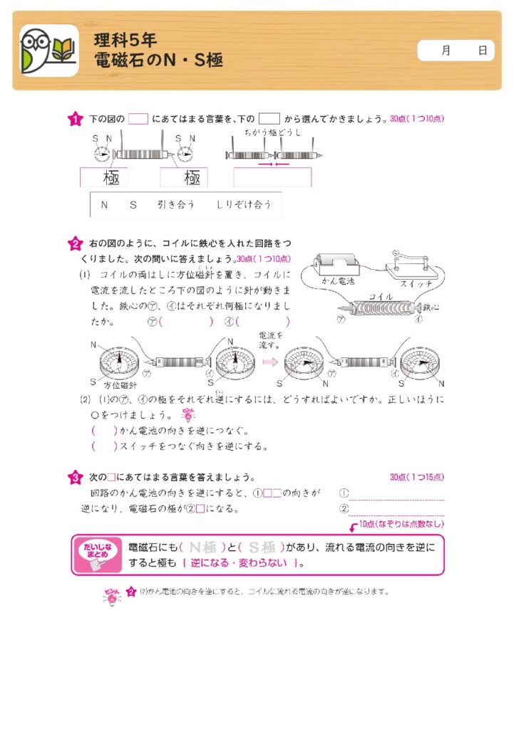 理科5年
電磁石のN・S極