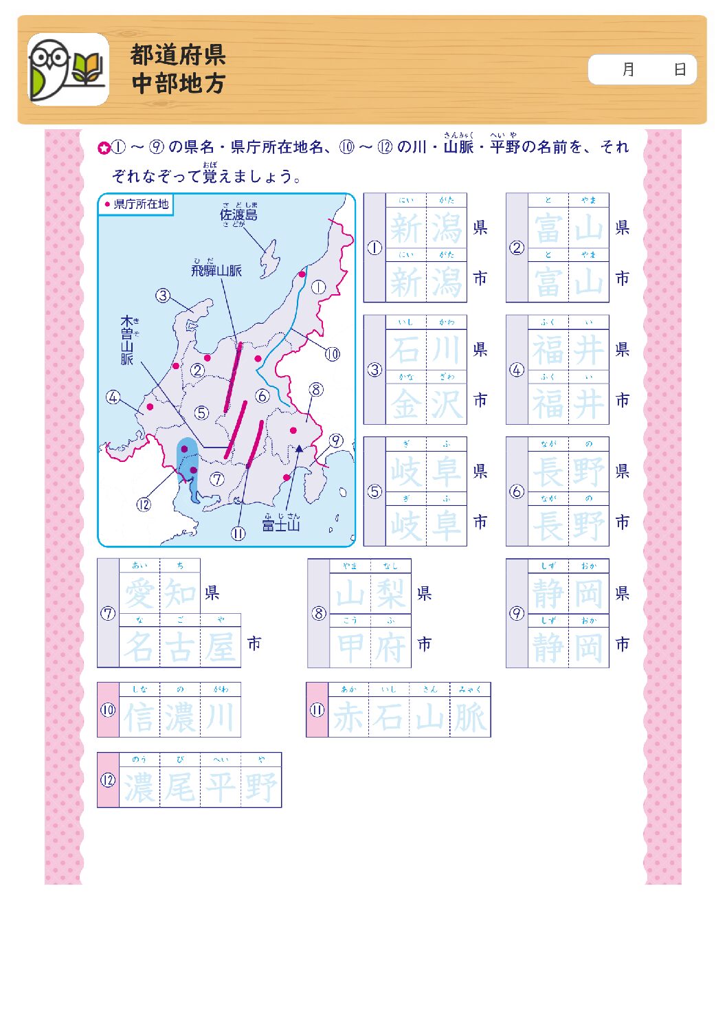 都道府県
中部地方